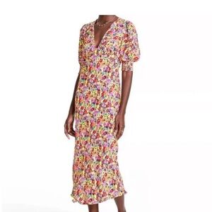 RIXO Vibrant Floral Midi Dress